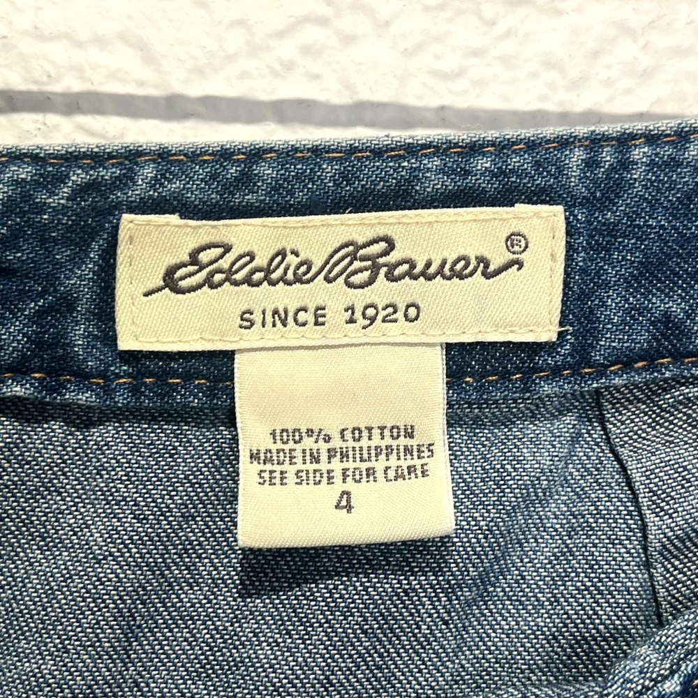 Vintage Eddie Bauer A-Line‎ Wrap Skirt Womens 4 Blue Denim Medium Wash Cotton - Picture 3 of 13
